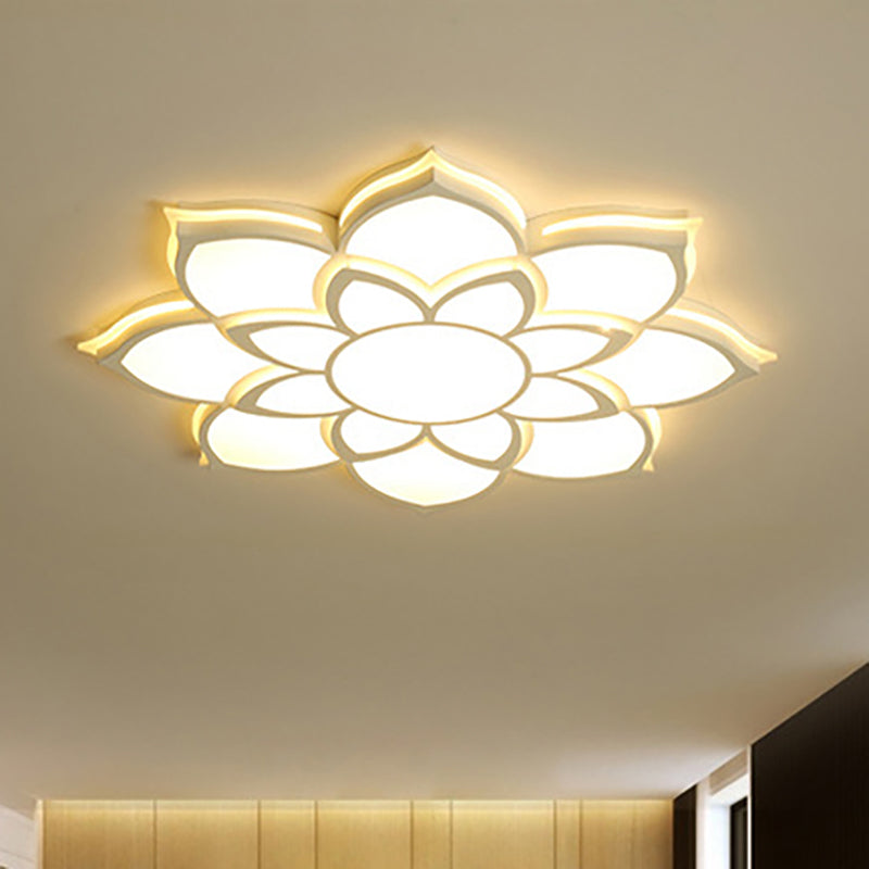 Modern Metal Flower Flush Mount Ceiling Light Led Integrated White Warm/White Various Sizes