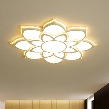 Modern Metal Flower Flush Mount Ceiling Light Led Integrated White Warm/White Various Sizes