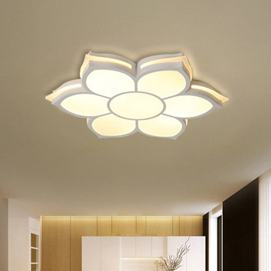 Modern Metal Flower Flush Mount Ceiling Light Led Integrated White Warm/White Various Sizes