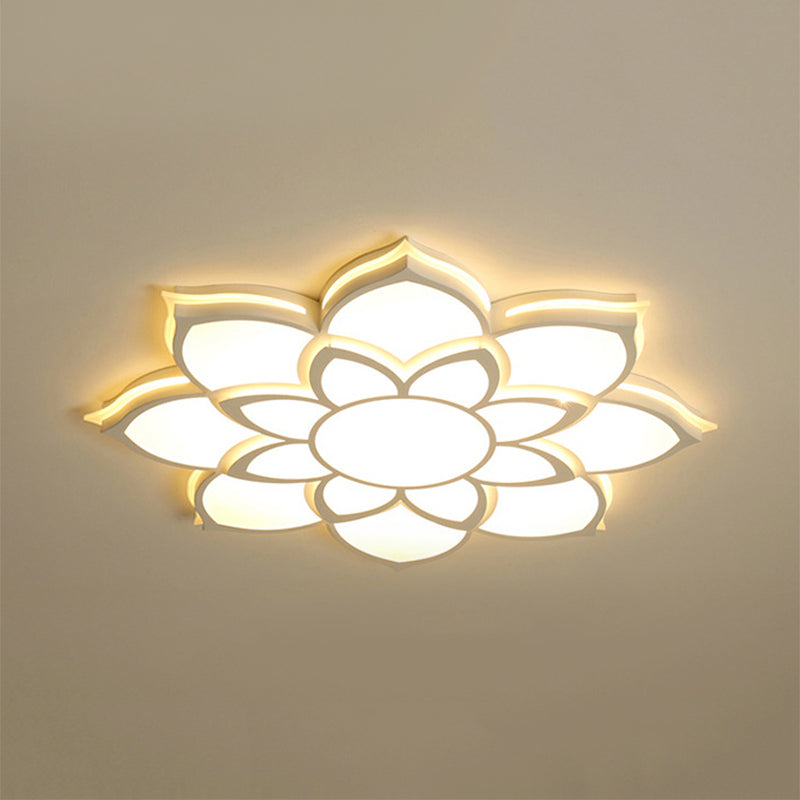 Modern Metal Flower Flush Mount Ceiling Light Led Integrated White Warm/White Various Sizes
