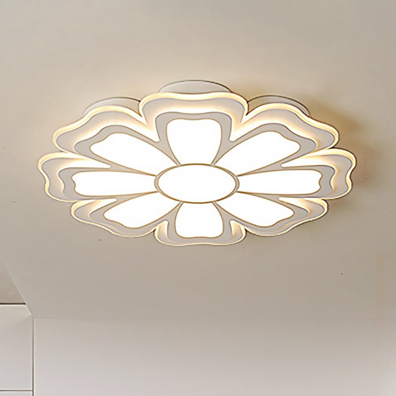 Modern Creative Flower Flush Mount Light With Acrylic Diffuser - Led Bedroom Ceiling In Warm/White