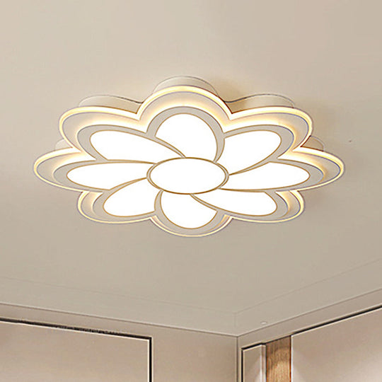 Modern Flower Metal Ceiling Light With Led Acrylic Diffuser Warm/White 16.5’/20.5’/24.5’ Dia
