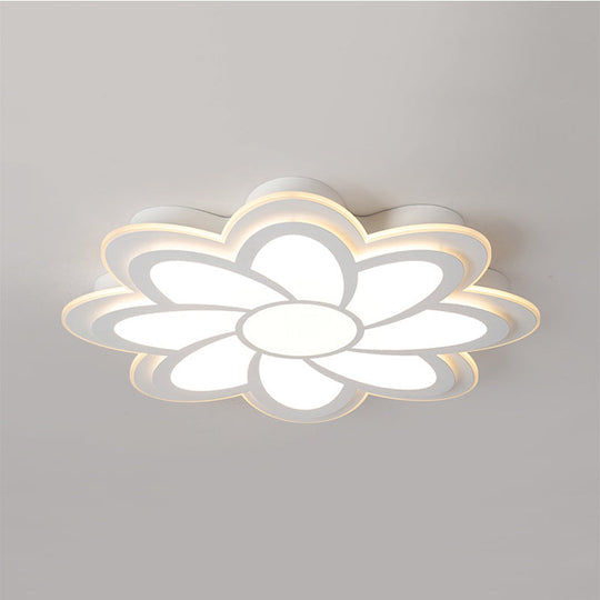 Modern Flower Metal Ceiling Light With Led Acrylic Diffuser Warm/White 16.5’/20.5’/24.5’ Dia