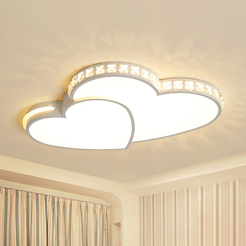 20.5’/24.5’ Double Heart Flush Mount Crystal Led Ceiling Light Fixture - Warm/White For Bedroom