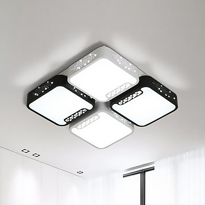 Contemporary Acrylic Flush Pendant Light - Led Black Ceiling Mount For Living Room / 21.5