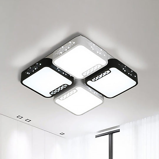 Contemporary Acrylic Flush Pendant Light - Led Black Ceiling Mount For Living Room / 21.5