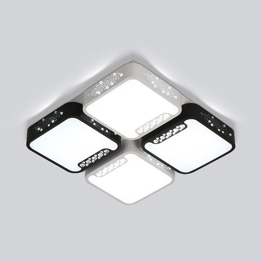 Contemporary Acrylic Flush Pendant Light - Led Black Ceiling Mount For Living Room