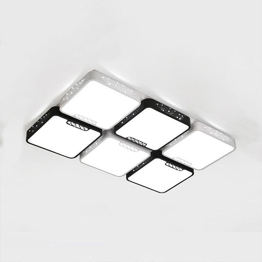 Contemporary Acrylic Flush Pendant Light - Led Black Ceiling Mount For Living Room