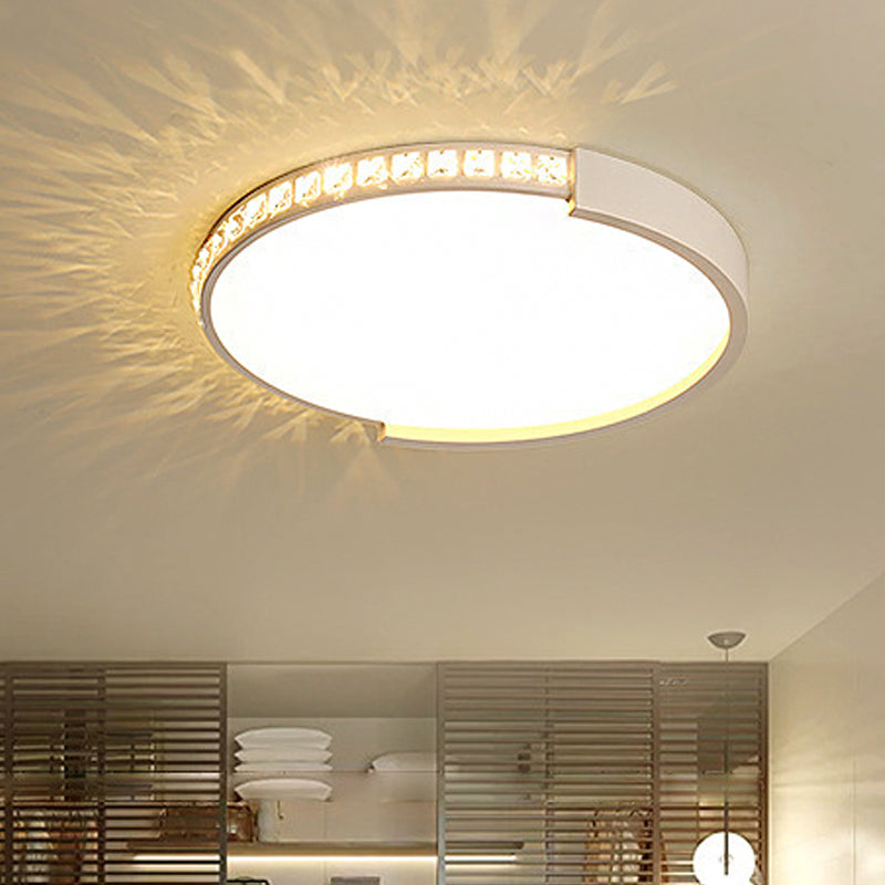 16/19.5/20.5 Wide Crystal Led Flush Mount Ceiling Light For Bedroom And Living Room White / 16.5