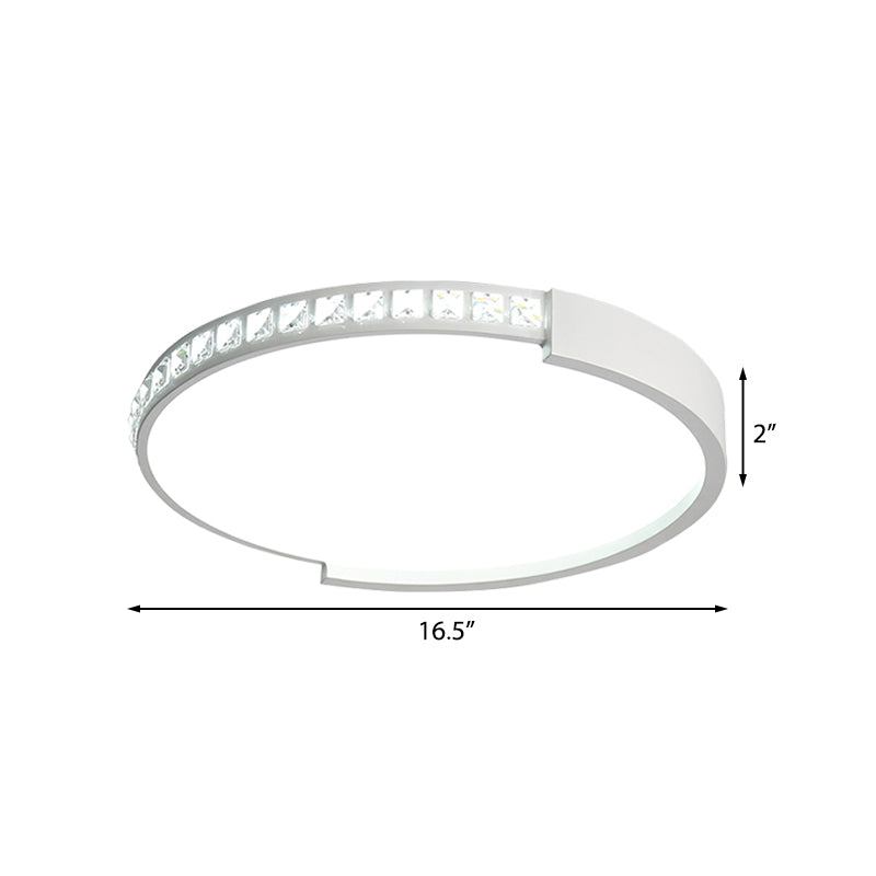 16/19.5/20.5 Wide Crystal Led Flush Mount Ceiling Light For Bedroom And Living Room