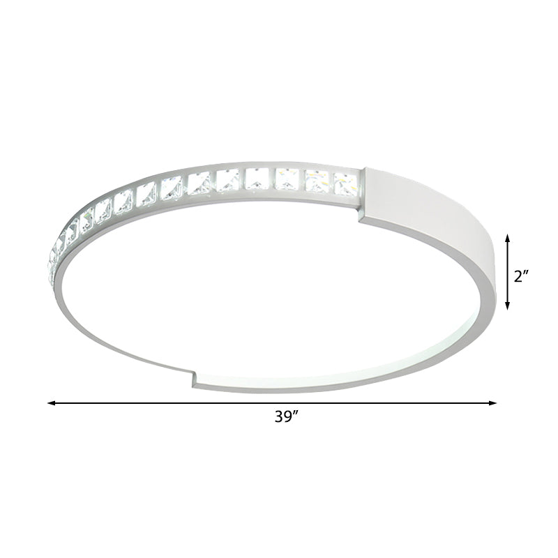 16/19.5/20.5 Wide Crystal Led Flush Mount Ceiling Light For Bedroom And Living Room
