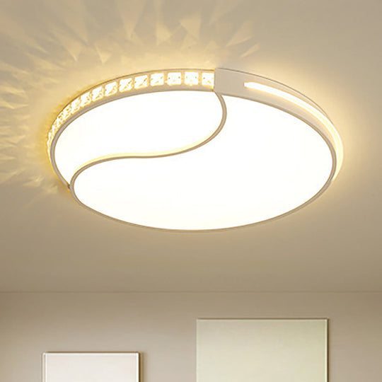 Crystal Circular Flush Mount Led Ceiling Light Fixture - 16.5/20.5/24.5 Wide Contemporary Warm/White
