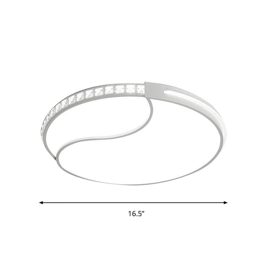 Crystal Circular Flush Mount Led Ceiling Light Fixture - 16.5/20.5/24.5 Wide Contemporary Warm/White