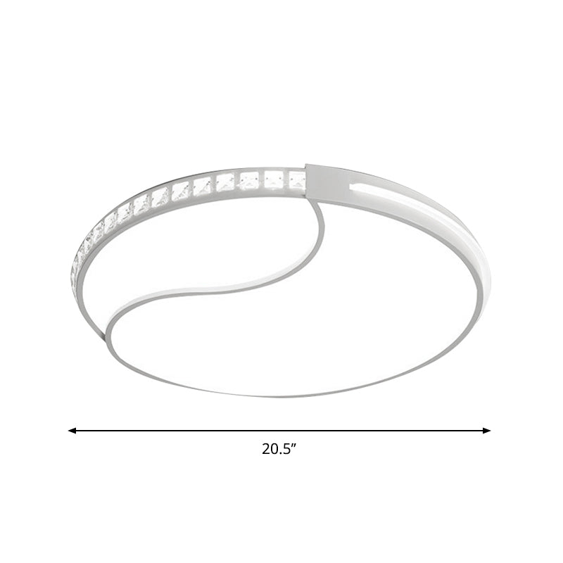 Crystal Circular Flush Mount Led Ceiling Light Fixture - 16.5/20.5/24.5 Wide Contemporary Warm/White