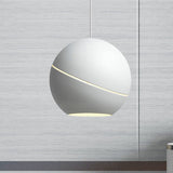 Minimalist Metallic Pendant Light For Living Room - Black/Pewter Spherical Hanging Fixture White