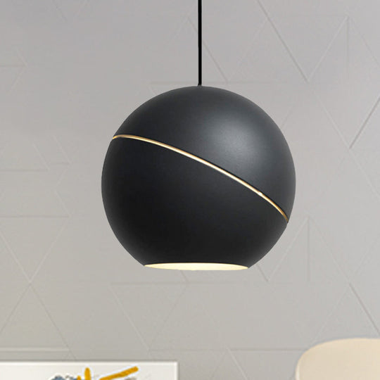 Minimalist Metallic Pendant Light For Living Room - Black/Pewter Spherical Hanging Fixture