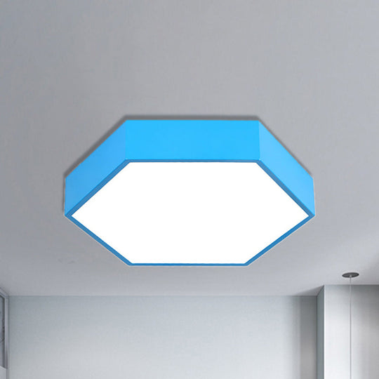 Kids’ Metal Acrylic Hexagon Flush Ceiling Light - Simple Led Lamp For Living Room Blue / 12’