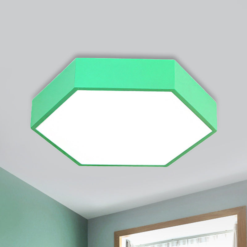 Kids’ Metal Acrylic Hexagon Flush Ceiling Light - Simple Led Lamp For Living Room