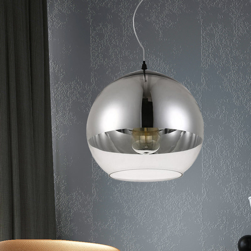 Post-Modern Glass Globe Pendant Lighting - 6/8/10W 1 Light Sliver Finish Silver / 14