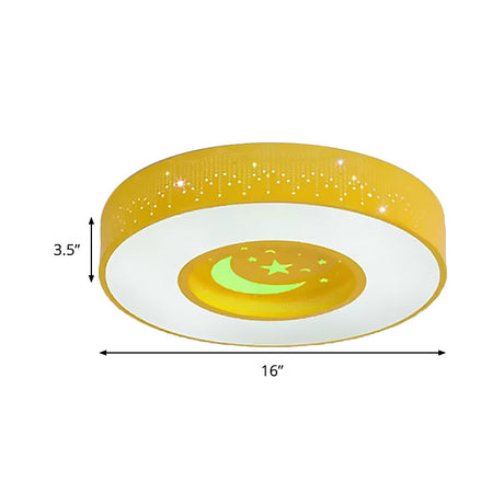 Macaron Acrylic Led Ceiling Lamp - Blue/Yellow/Green 16’/19.5’/23.5’ Round Flush Mount