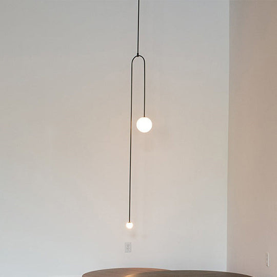 Modern Black Pendant Light For Living Room With Global Glass Shade - 48/64 Length / 48