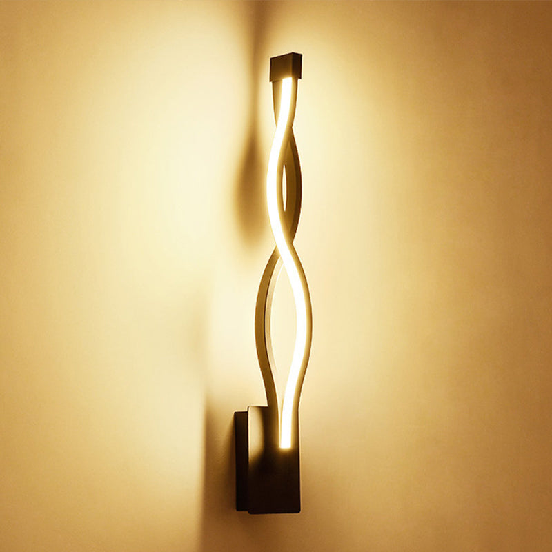 Modern Acrylic Twist Wall Light Sconce In Black/White - Neutral/Warm/White Black / Neutral (3500