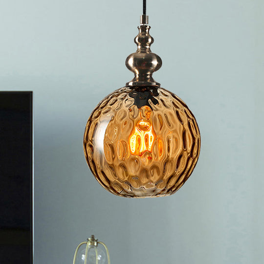 Modern Dimpled Glass Pendant Lamp - 1 Light Shade Hanging Clear/Smoke & 8/10 Size Options Amber / 8