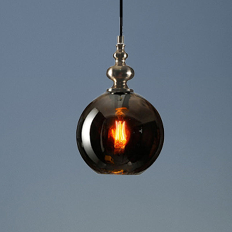 Modern Dimpled Glass Pendant Lamp - 1 Light Shade Hanging Clear/Smoke & 8/10 Size Options