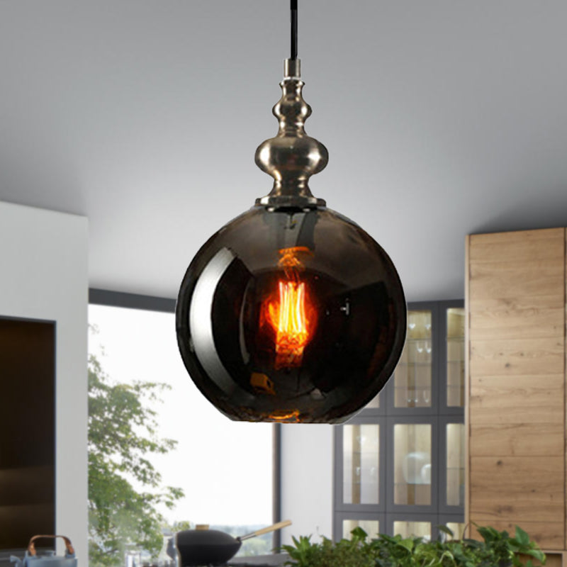 Modern Dimpled Glass Pendant Lamp - 1 Light Shade Hanging Clear/Smoke & 8/10 Size Options