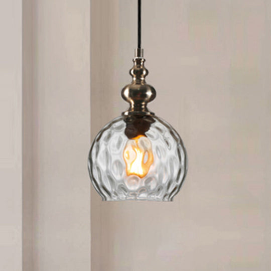 Modern Dimpled Glass Pendant Lamp - 1 Light Shade Hanging Clear/Smoke & 8/10 Size Options