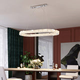 Chrome Led Crystal Chandelier Pendant For Minimalist Dining Room