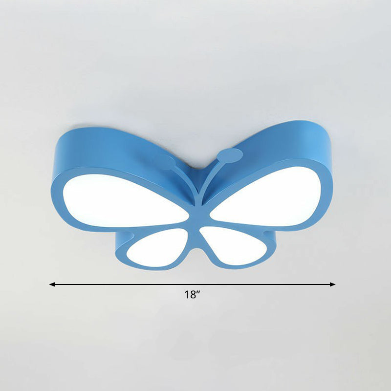 Butterfly Led Flush Mount Light - Nursery Ceiling Lamp Cartoon Metal Design