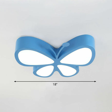 Butterfly Led Flush Mount Light - Nursery Ceiling Lamp Cartoon Metal Design