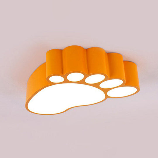 Child - Sized Flush Mount Led Ceiling Light In Metallic Finish - Perfect For Bedrooms Yellow /