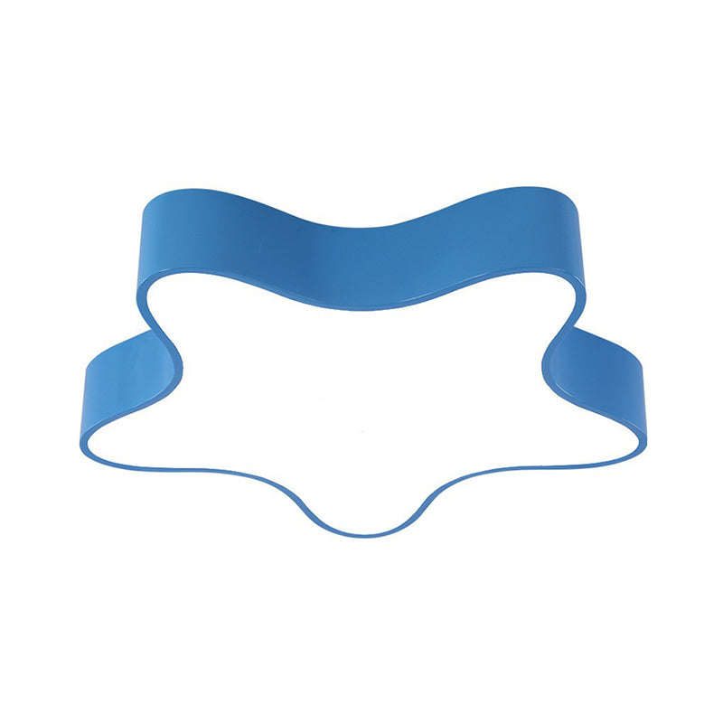 Cartoon Metal Pentacle Led Flush Mount Ceiling Light For Bedrooms Blue / 18 White