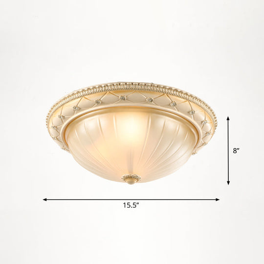 Vintage Frosted Glass Dome Flush-Mount Bedroom Ceiling Light 3 / Beige