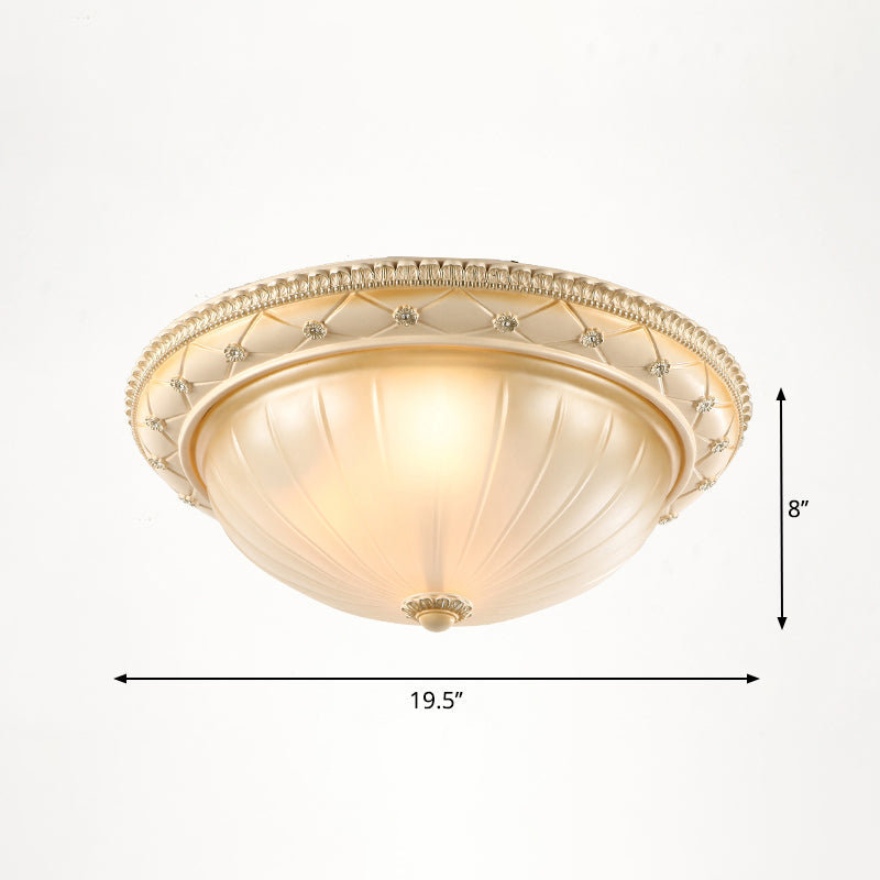 Vintage Frosted Glass Dome Flush - Mount Bedroom Ceiling Light 4 / Beige