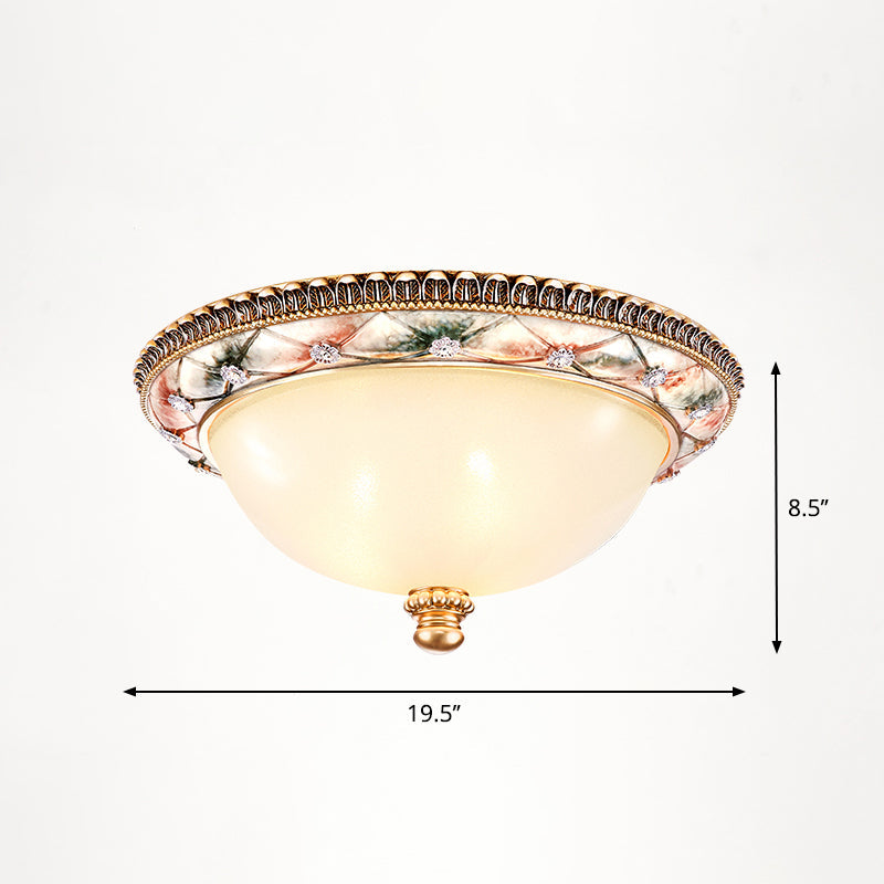 Vintage Frosted Glass Dome Flush - Mount Bedroom Ceiling Light 4 / Pink - White