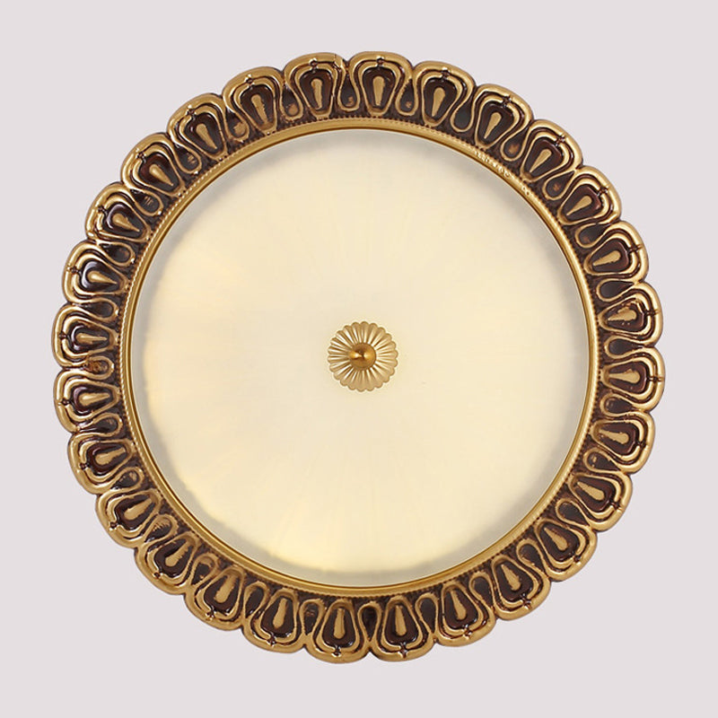 3 - Light Frosted Glass Flush Ceiling Light - Colonial Dome Style Ideal For Bedroom Flushmount