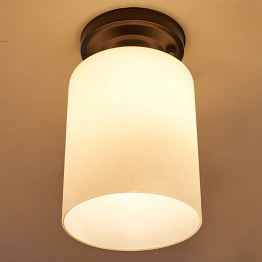 Rustic Metal Small Ceiling Lamp - Black Finish With Shaded Design For Corridors Flush Mount Light /