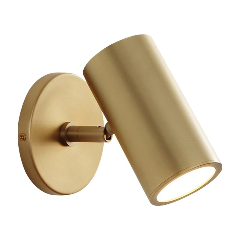 Tube Brass Spotlight Wall Light - Postmodern Metal Reading Lamp For Bedroom