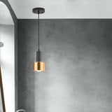Modern Grenade Shaped Metal Pendant Light With 1 Bulb Black-Brass Finish