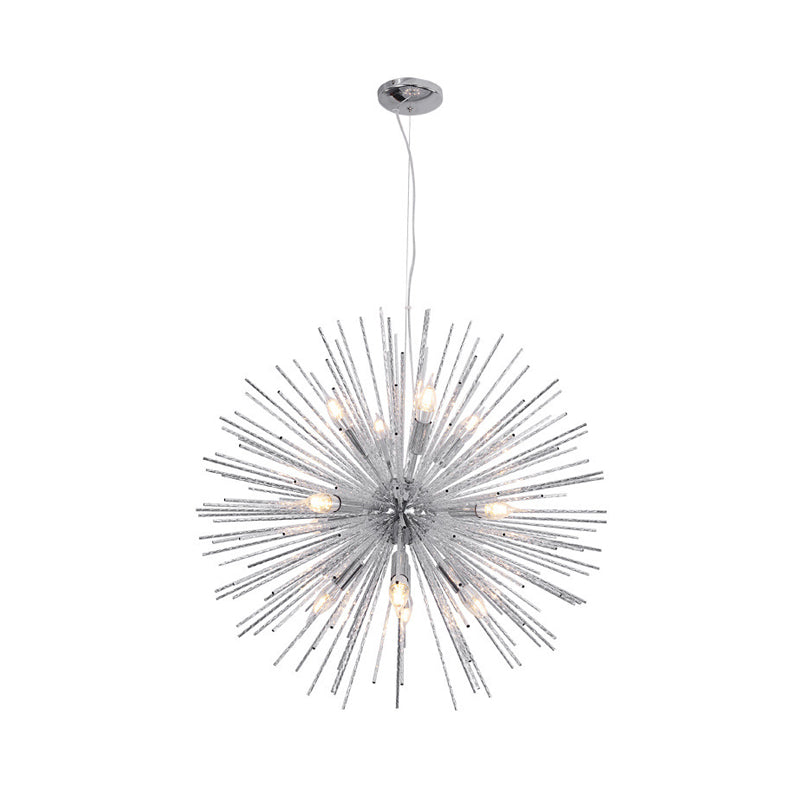Modern Hedgehog Chandelier With Carved Metal Design For Living Room - Stylish Hanging Light Fixture