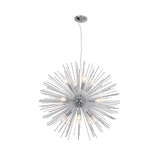 Hedgehog Chandelier With Minimalist Metal Design For Stylish Living Room Lighting Chrome / 29.5
