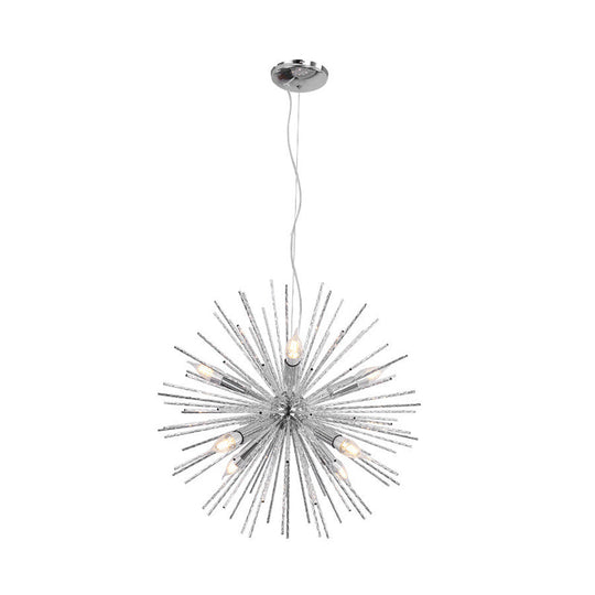 Hedgehog Chandelier With Minimalist Metal Design For Stylish Living Room Lighting Chrome / 22