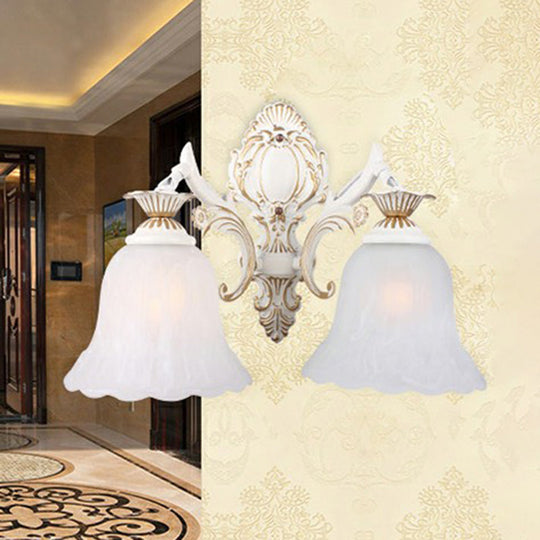 Country Style Frosted Glass Wall Lamp - Hallway Sconce Lighting Fixture