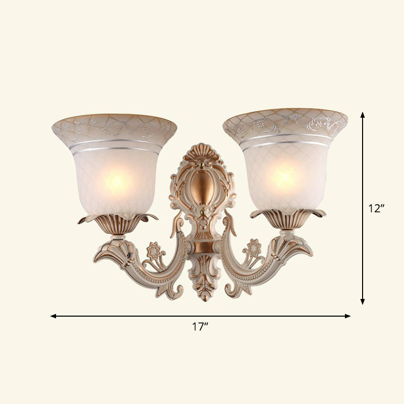 Country Style Frosted Glass Wall Lamp - Hallway Sconce Lighting Fixture 2 / Beige Bell