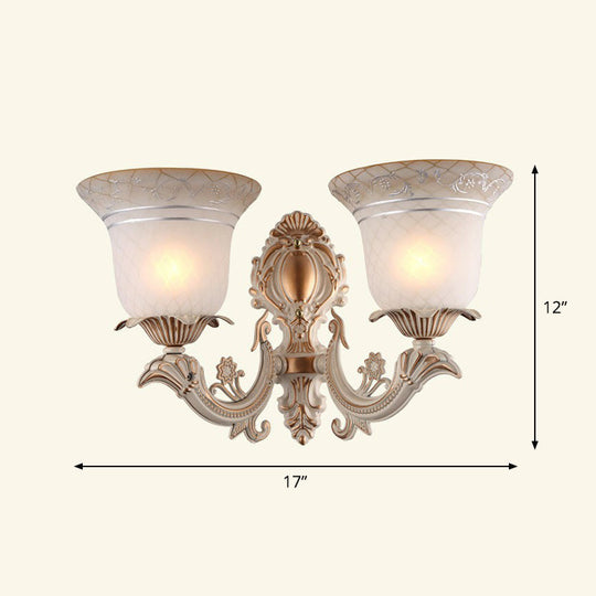 Country Style Frosted Glass Wall Lamp - Hallway Sconce Lighting Fixture 2 / Beige Bell