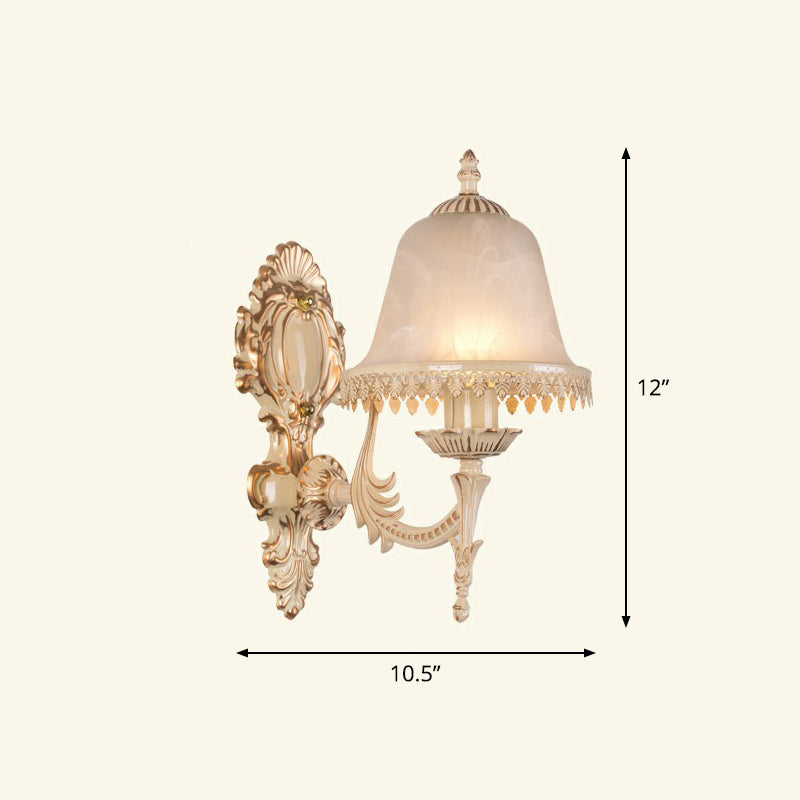 Country Style Frosted Glass Wall Lamp - Hallway Sconce Lighting Fixture 1 / Beige Tower