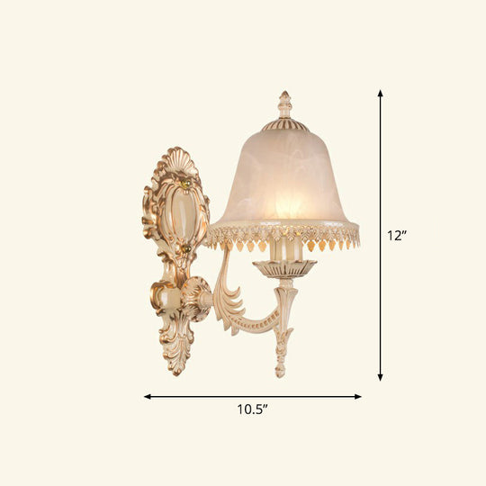 Country Style Frosted Glass Wall Lamp - Hallway Sconce Lighting Fixture 1 / Beige Tower